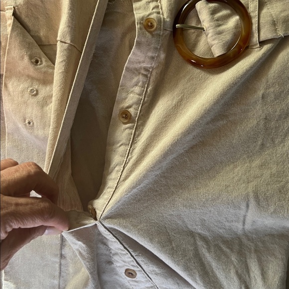 LC Lauren Conrad Beige midi dress size L linen blend safarai style khaki. - Picture 9 of 12
